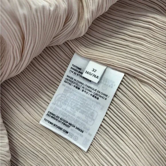 NEW Toteme Plisse Crinkled Scoop-Neck Maxi Dress in Cream Beige | size 32 / US 0 - Picture 12 of 14